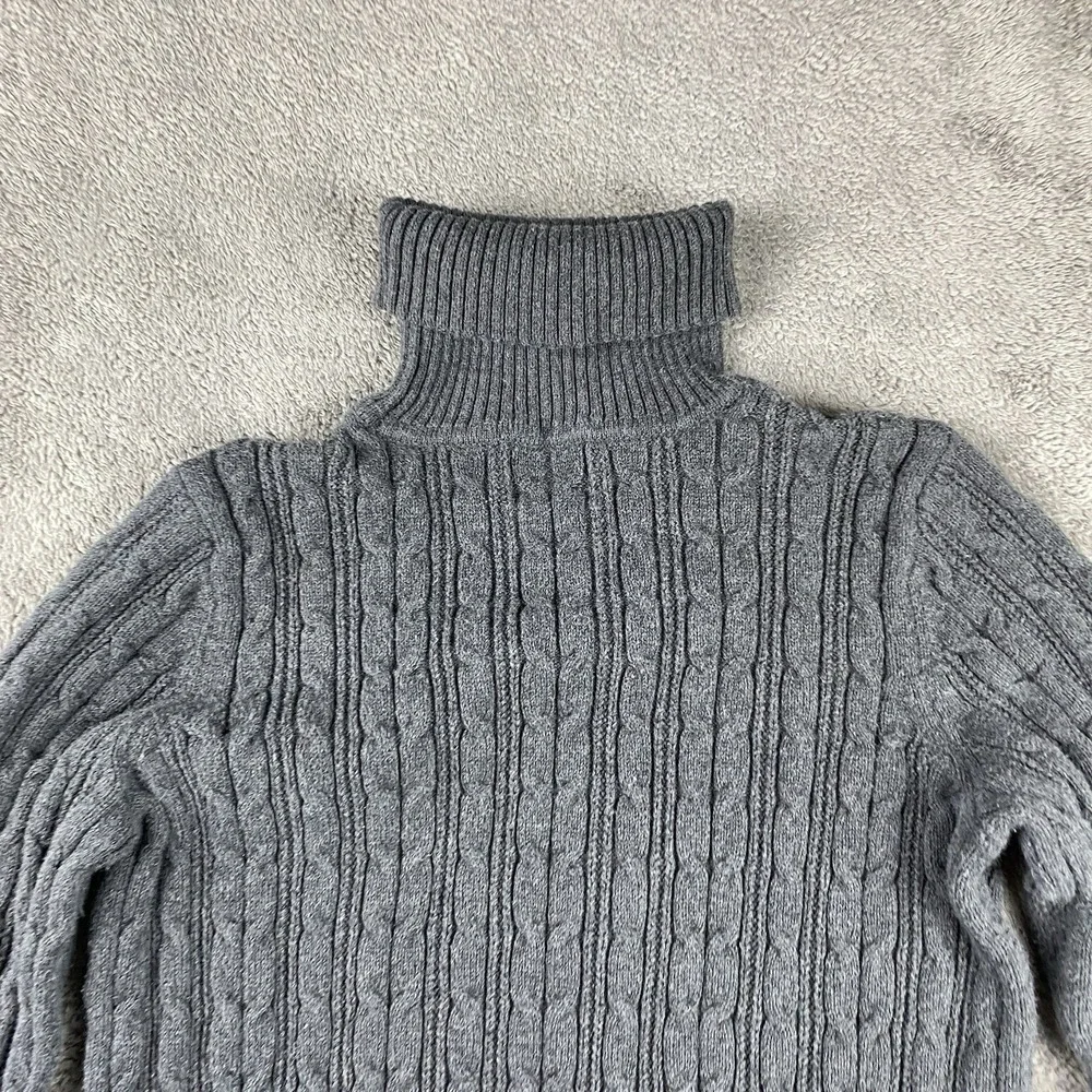 St. John's Bay Turtleneck Long Sleeve Cable Knit‎ Sweater Womens Medium Gray